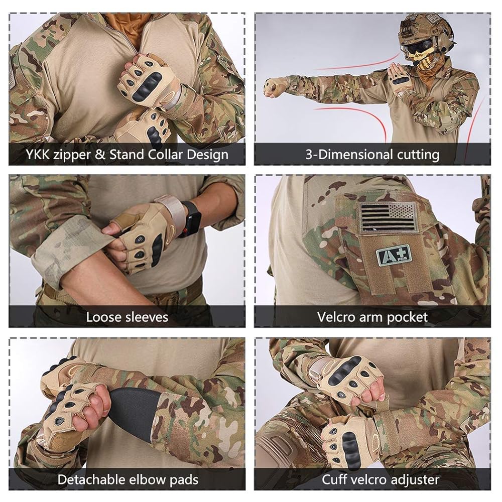 IDOGEAR 迷彩 スポーツシャツ XXL 肘パッド付き Amazon.co.jp: idogearメンズg3 Assault Combat Uniform Set